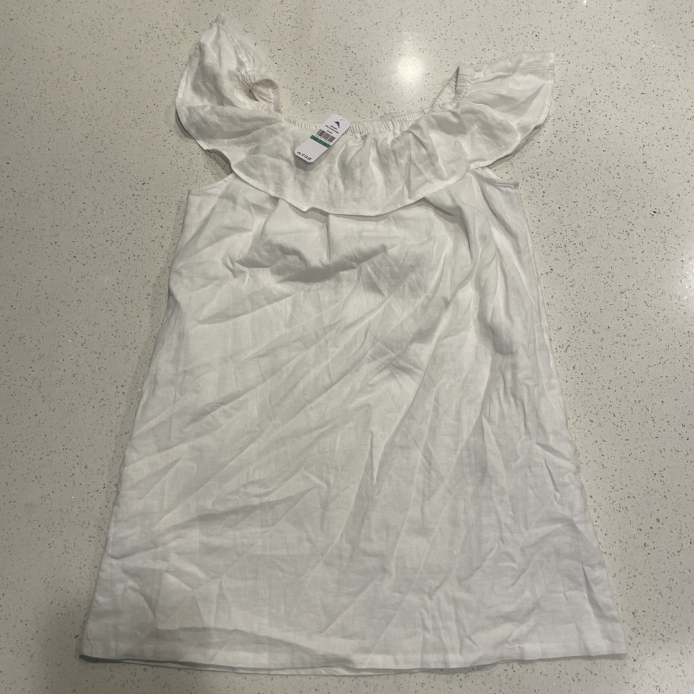 NWT Tommy Bahama Angel Falls Off the Shoulder Ruffle Dress Womens Size L White
